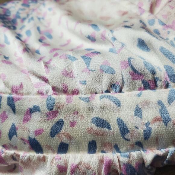 Express Women Chiffon Pastel Balloon Sleeves Wrap Babydoll Top Size Large Whimsy - Picture 10 of 10